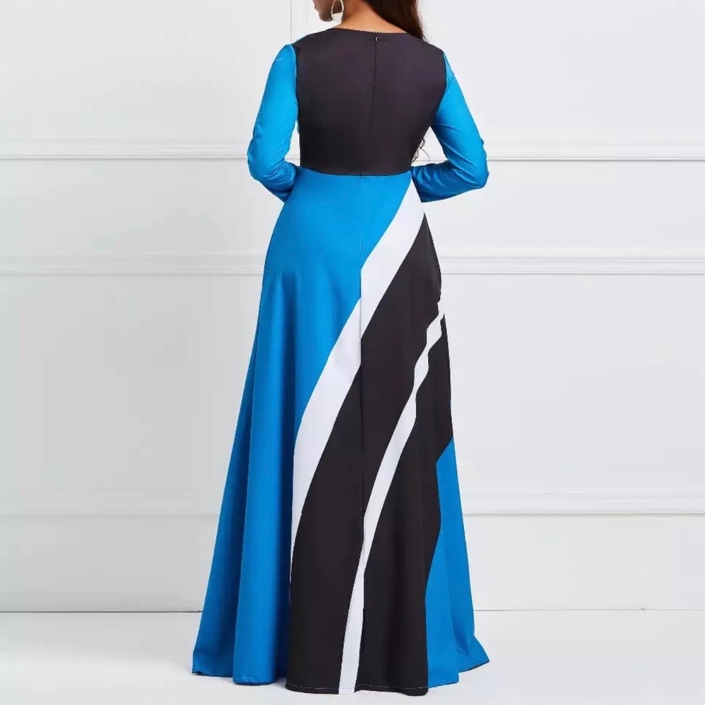 ‼️SOLD‼️NEW Elegant Stripe Color Block Long Maxi - Picture 5 of 8